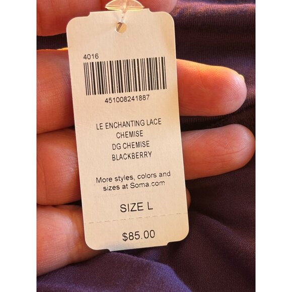 Soma Purple Blackberry Chemise Lingerie With Lace Detail Size L - Picture 7 of 10